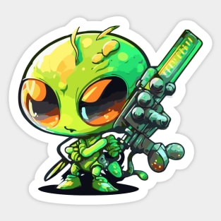 Alien with gun Sticker